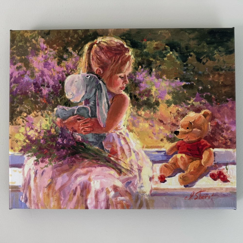 Disney Art Giclee Canvas Art Print Winnie The Pooh Bear “Sunny Window”